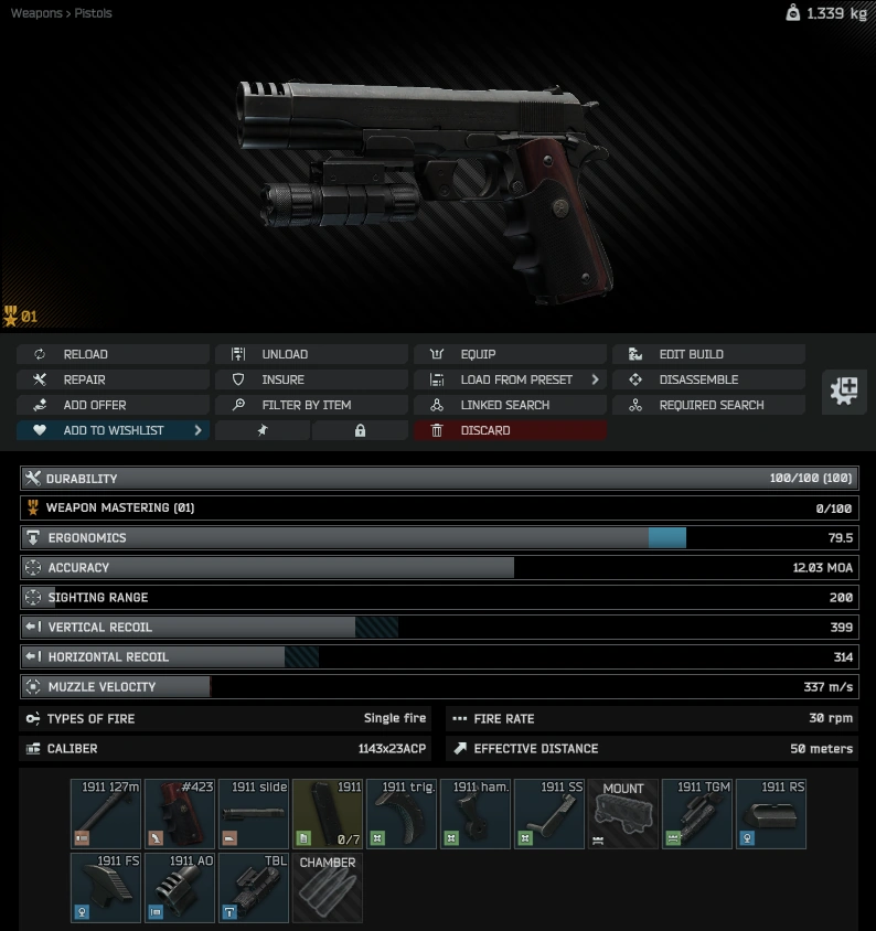 M1911 build: inspect view
