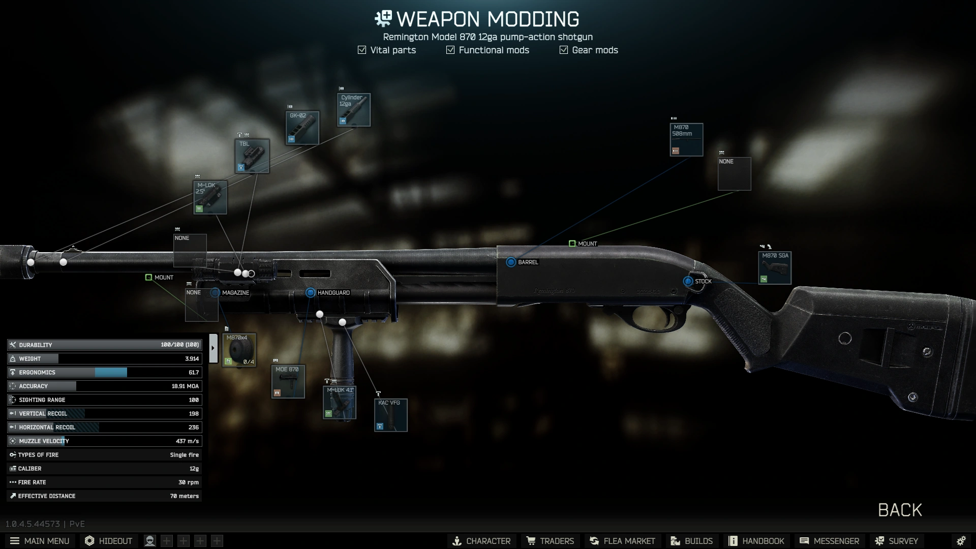 Сборка Оружейник. Remington M870: экран модификации